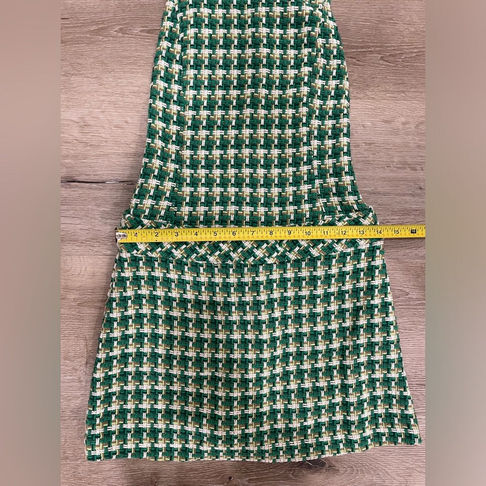Zara Green and White Houndstooth Pinafore Mini Dress Blogger’s Favorite - Picture 10 of 12